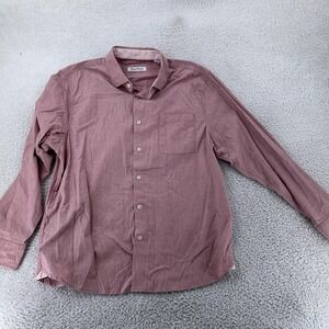 Tommy Bahama Shirt Large Blush Pink Contrast Cuffs Long Sleeve Stretch Textured